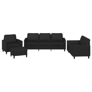 vidaXL 4-osobowa sofa z poduszkami, czarna, sztuczna sk&oacute;ra