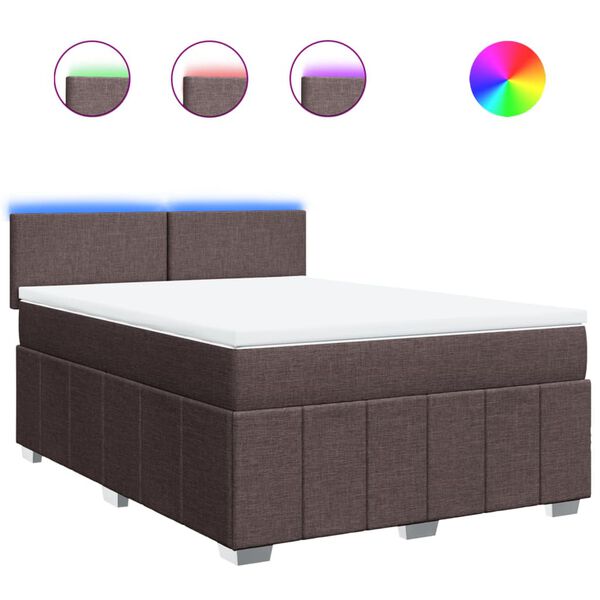 vidaXL Ł&oacute;żko kontynentalne z materacem, brązowe, tkanina, 140x200 cm