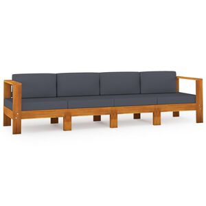 vidaXL 4-osobowa sofa ogrodowa z ciemnoszarymi poduszkami, akacja