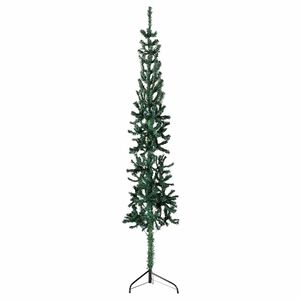 vidaXL Smukła choinka poł&oacute;wka ze stojakiem, sztuczna, zielona, 240 cm