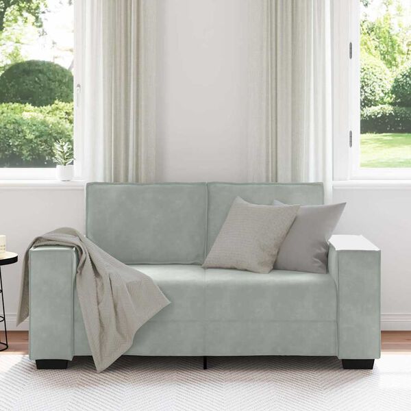 vidaXL Sofa 2-osobowa, jasnoszara, 120 cm, tapicerowana aksamitem