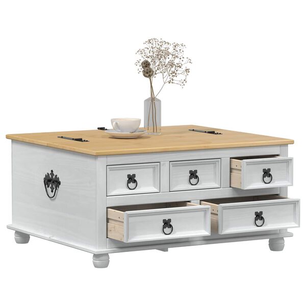 vidaXL storage box z p&oacute;łką Biały 90 x 78 x 45 cm Lite drewno sosnowe