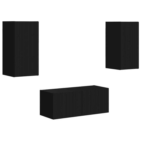 vidaXL Zestaw szafek RTV 6 pcs Czarny Materiał drewnopochodny