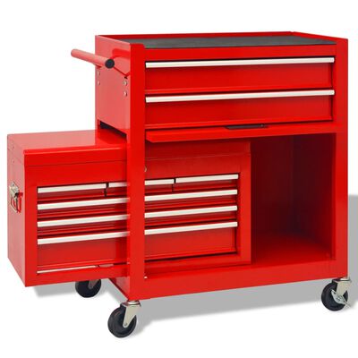 vidaXL Wózek warsztatowy z 6 szufladami, stalowy, czerwony