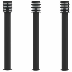 vidaXL Lampy ogrodowe na słupku, 3 szt., czarne, 110 cm, stal