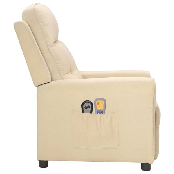 vidaXL Elektryczny fotel masujący, kremowy, tkanina