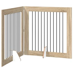 vidaXL Składana bramka dla psa z podp&oacute;rkami 2 szt. dąb Sonoma 200,5 cm