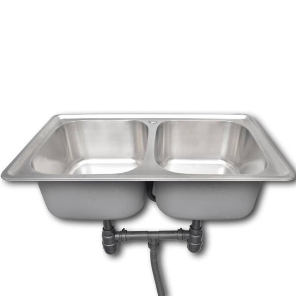 vidaXL Zlew kuchenny z odpływem, kwadratowy, stal nierdzewna