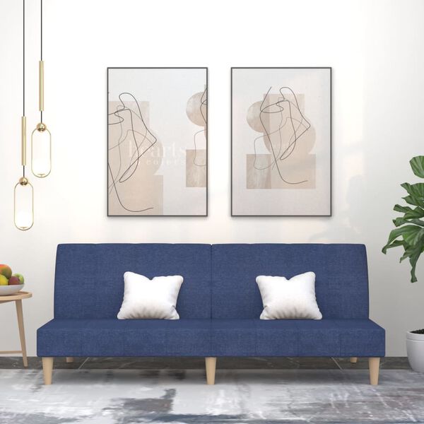 vidaXL 2-osobowa kanapa, niebieska, tapicerowana tkaniną