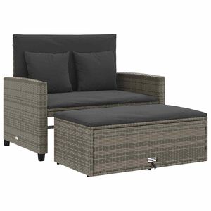 vidaXL Sofa ogrodowa z poduszkami, 2-osobowa, szara, polirattan