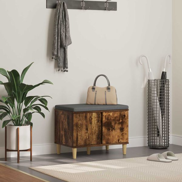 vidaXL Ławka w przedpokoju z poduszką Dąb wędzony 60 x 38 x 46 cm