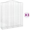 vidaXL Kosze gabionowe, 3 szt, 200x50x220/240 cm, galwanizowane żelazo