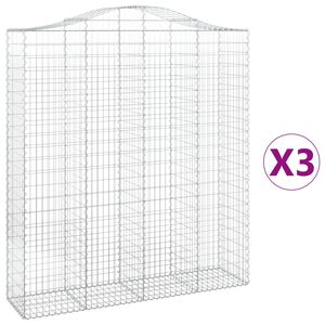 vidaXL Kosze gabionowe, 3 szt, 200x50x220/240 cm, galwanizowane żelazo