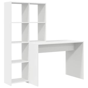 vidaXL Biurko z p&oacute;łką Biały 138,5 x 55 x 143 cm Drewno inżynieryjne