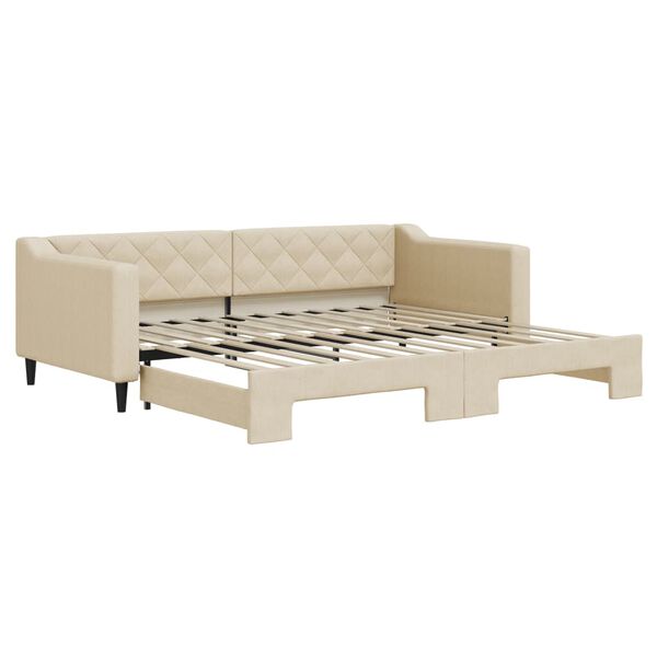 vidaXL Sofa rozsuwana, kremowa, 90x200 cm, tkanina