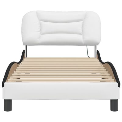 vidaXL Rama łóżka z LED, biało-czarna, 80x200 cm, sztuczna skóra