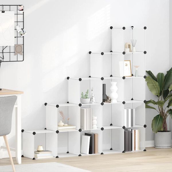 vidaXL Regał kostkowy z 15 przegrodami, przezroczysty, PP