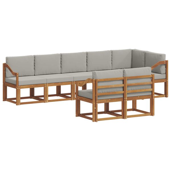 vidaXL Zestaw sof na zewnątrz z poduszką 8 pcs Naturalny i Jasny Szary