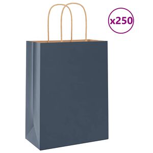 vidaXL Torby papierowe 250 szt. z uchwytami Niebieskie 21x11x28 cm