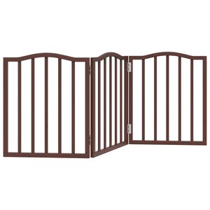 vidaXL Składana bramka dla psa, 3 panele, brązowy dąb, 150 cm
