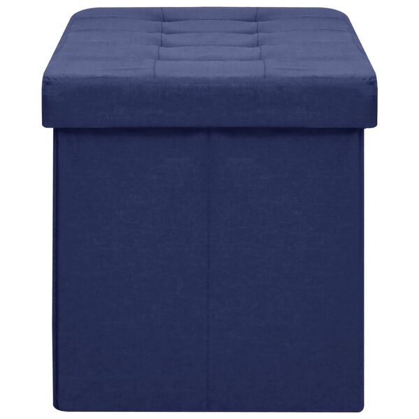 vidaXL Składana ławka ze schowkiem, niebieska, sztuczny len