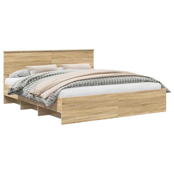 vidaXL Ramka ł&oacute;żka Dąb Sonoma 180 x 200 cm Materiał drewnopochodny