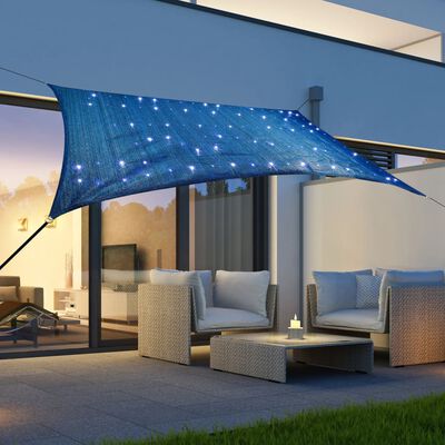 HI Żagiel przeciwsłoneczny z 100 LED, jasnoniebieski, 2x3 m