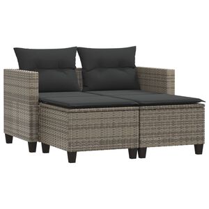 vidaXL 2-osobowa sofa ogrodowa z podn&oacute;żkami, szara, polirattan