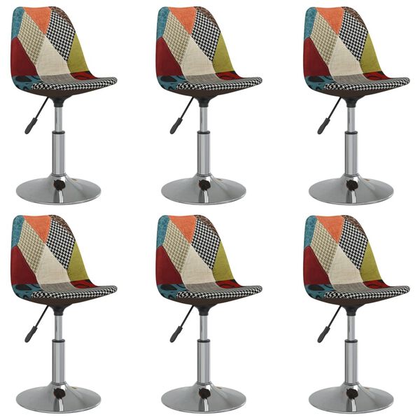vidaXL Obrotowe krzesła stołowe, 6 szt., obite patchworkową tkaniną