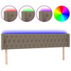 vidaXL Zagł&oacute;wek do ł&oacute;żka z LED, taupe, 203x16x78/88 cm, tkanina