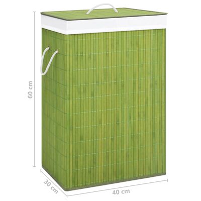 vidaXL Bambusowy kosz na pranie z 2 sekcjami, zielony, 72 L