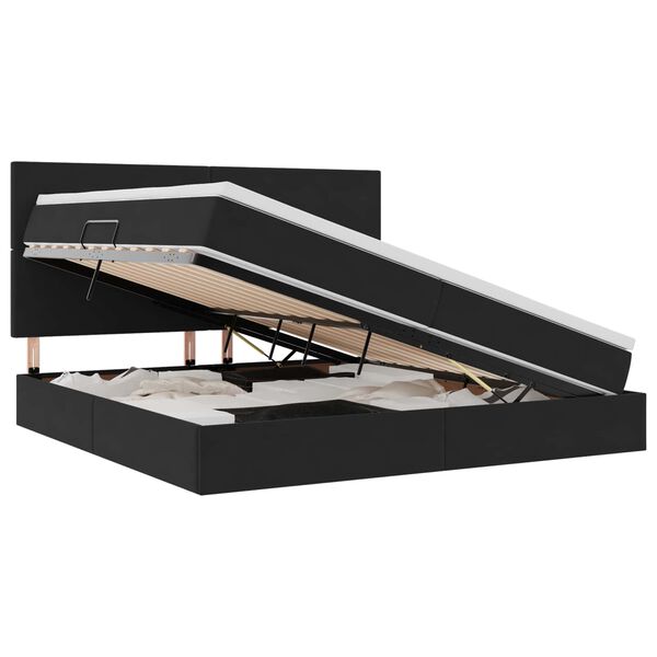 vidaXL Ł&oacute;żko z miejscem na przechowywanie i LED Czarny 200 x 200 cm