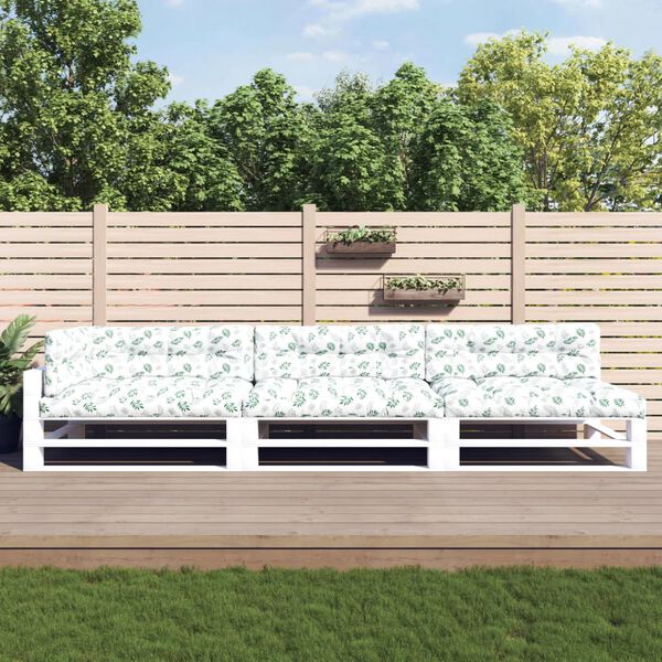 vidaXL Poduszki na palety, 7 szt., wz&oacute;r w liście, tkanina