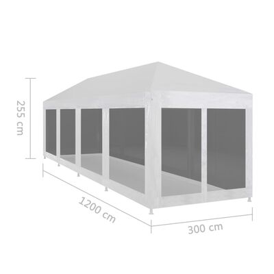 vidaXL Namiot imprezowy z 10 siatkowymi ściankami, 12 x 3 m