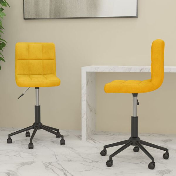 vidaXL Obrotowe krzesła stołowe, 2 szt., musztardowe, obite aksamitem