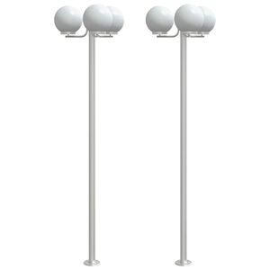 vidaXL Stojące lampy ogrodowe, 2 szt, srebrne, 215 cm, stal nierdzewna