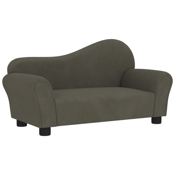 vidaXL Sofa dla dziecka, ciemnoszara, obita aksamitem