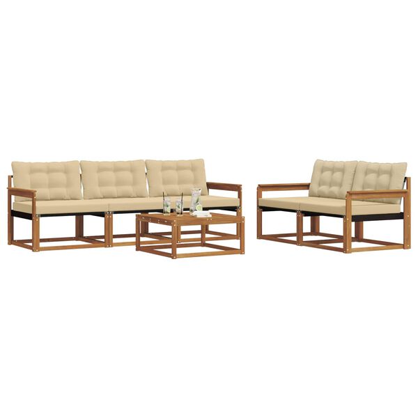 vidaXL Zestaw sof na zewnątrz z poduszką 6 pcs Naturalny i Beżowy