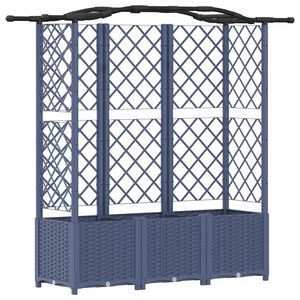 vidaXL Podniesione ł&oacute;żko z kratką i dachem Szary 163 x 40 x 138 cm PP