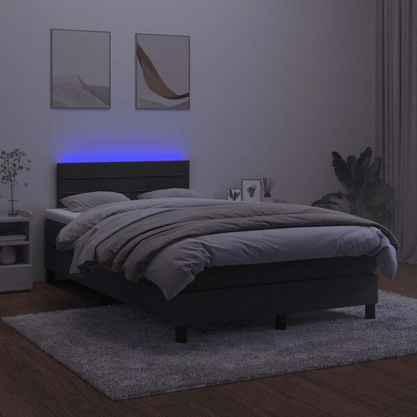 vidaXL Ł&oacute;żko kontynentalne z materacem i LED, czarne, 120x190 cm