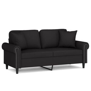 vidaXL 2-osobowa sofa z poduszkami, czarna, 140 cm, aksamit