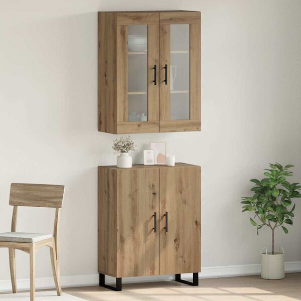 vidaXL Highboard 2 pcs dąb artisan Materiał drewnopochodny