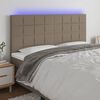 vidaXL Zagł&oacute;wek do ł&oacute;żka z LED, taupe, 200x5x118/128 cm, tkanina