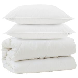vidaXL Duvet z poduszkami z poduszką 3 pcs Biały Mikrofibra