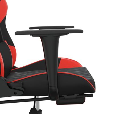 vidaXL Masujący fotel gamingowy z podnóżkiem, czarno-czerwony