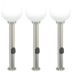 vidaXL Słupki oświetleniowe z wyjściem 3 szt. 80 cm Stal nierdzewna IP44
