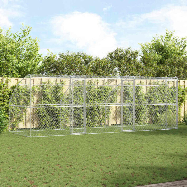 vidaXL Kenel dla Ps&oacute;w 3 pcs Srebrny 6 x 2 x 2 m Stal galwanizowana