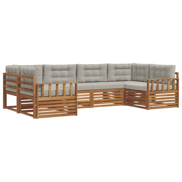 vidaXL Zestawy sof 6 pcs Naturalny i Jasny Szary Lite Drewno Akacji