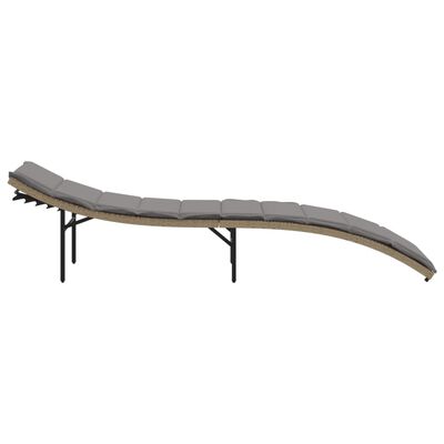 vidaXL Leżak z poduszką, beżowy, 55x199x50 cm, polirattan