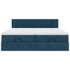 vidaXL Rama ł&oacute;żka otomana z materacami, niebieska, 160x200 cm, aksamit